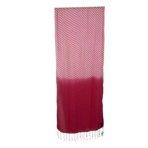 Gap NEW Viscose Scarf Pink Red Fringe Delicate 17in x 80in Lightweight Valentine